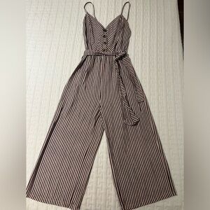 Stripped Cream Strapped Romper